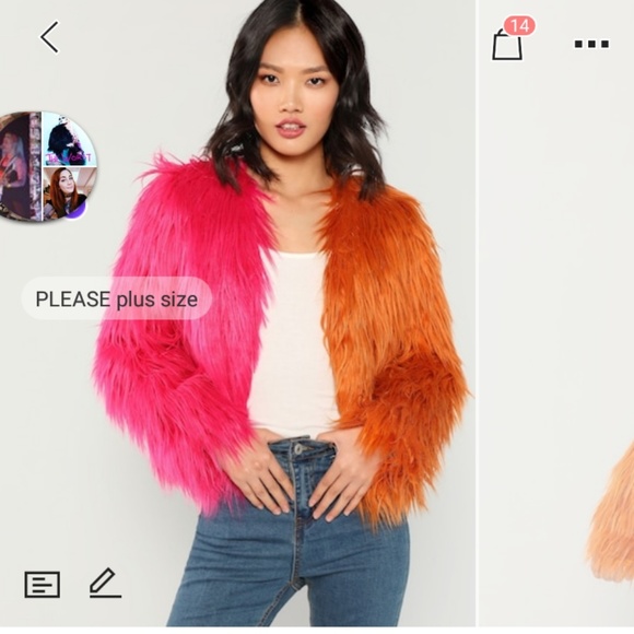 ISO two-tone fur jacket. half and half, Shein - Picture 2 of 3